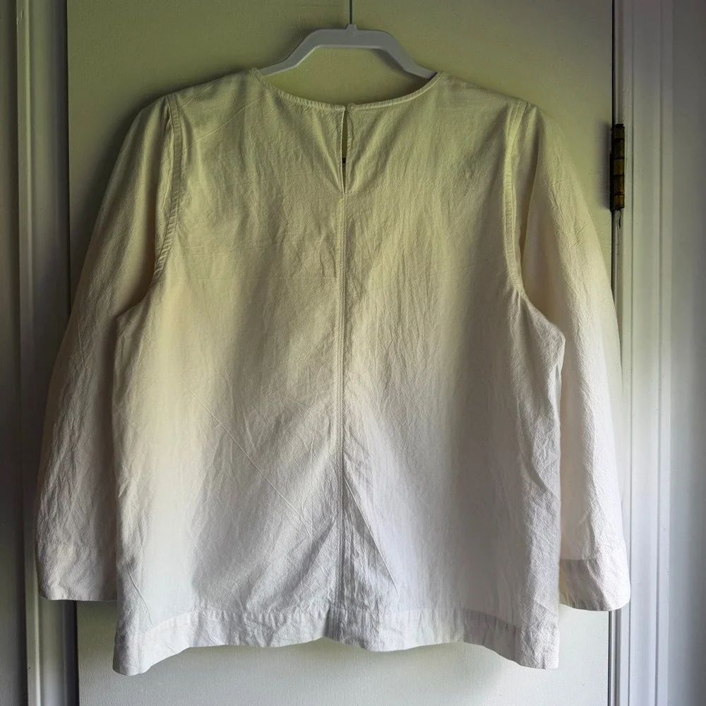 Madewell Cream Cotton Puff Sleeve Blouse Off White 3/4 Balloon Sleeve Top M